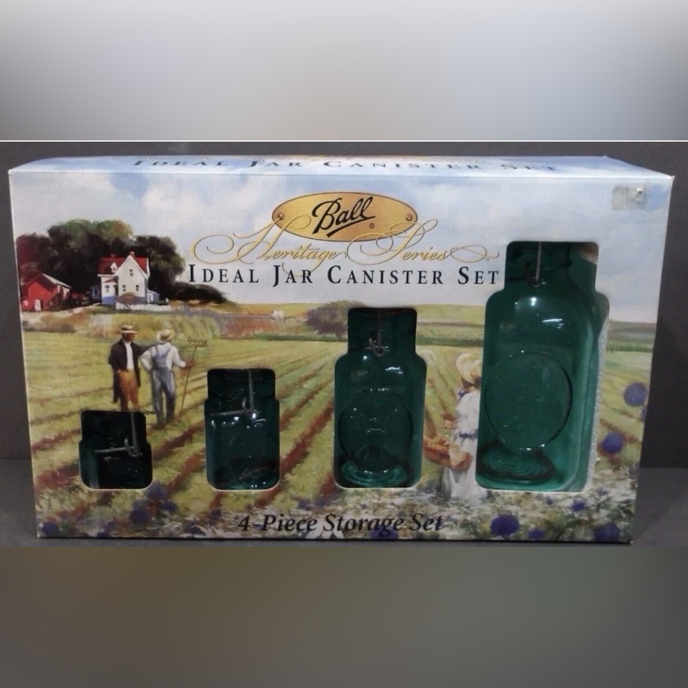 New Old Stock! Vintage Ball Heritage Series Ideal Jar Canister Set 1998-Aqua!